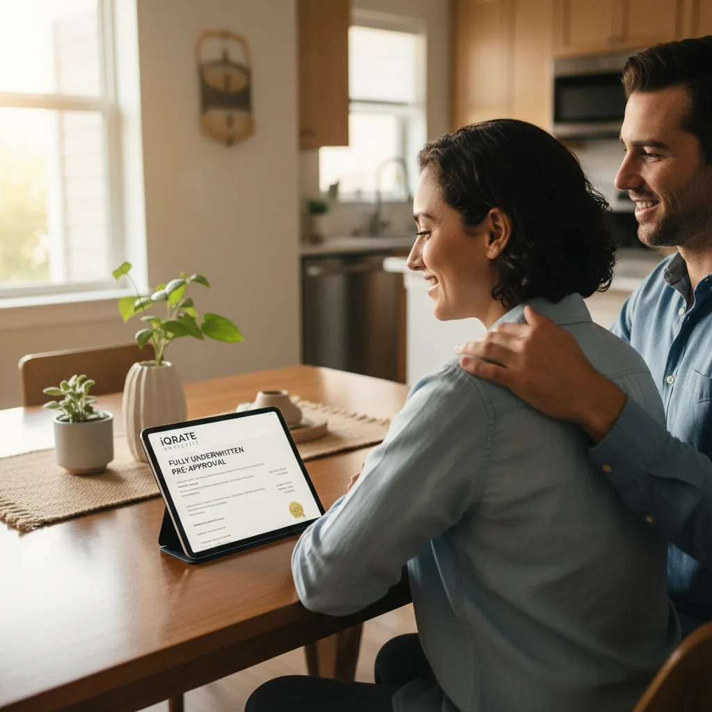 A mortgage underwriter reviewing documents for a certified offer.
