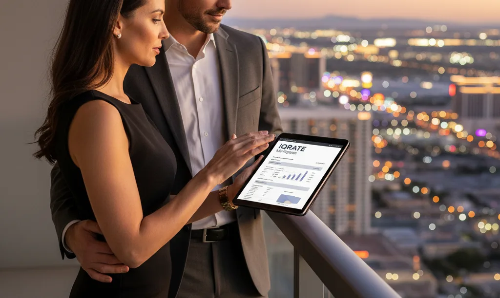 Couple planning seasonal rental investment in Las Vegas.