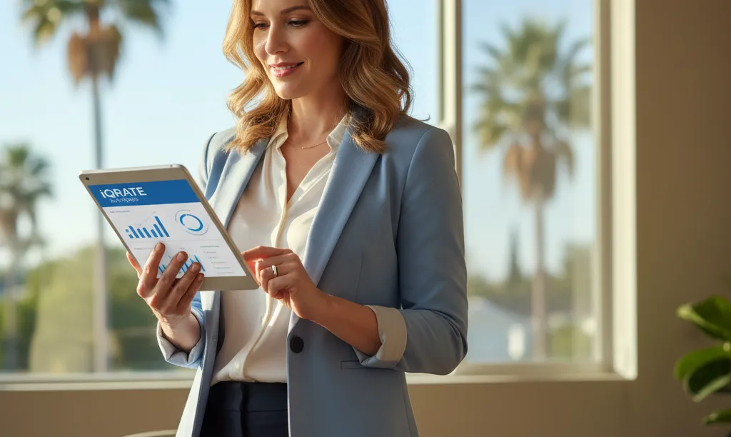 Confident real estate agent managing escrows efficiently.