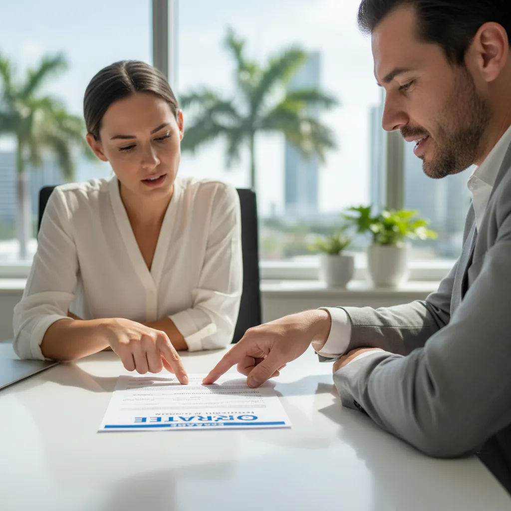 A person reviewing mortgage application documents.