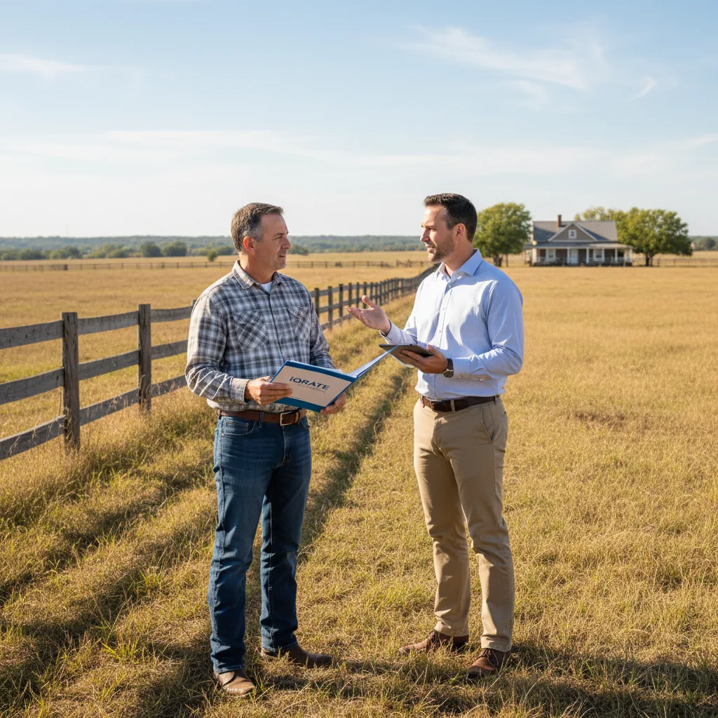 A modern ranchette home with acreage, suitable for a conventional loan with an agricultural exemption.