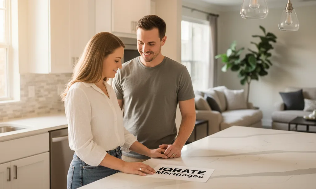Couple smiling in newly renovated Florida kitchen.