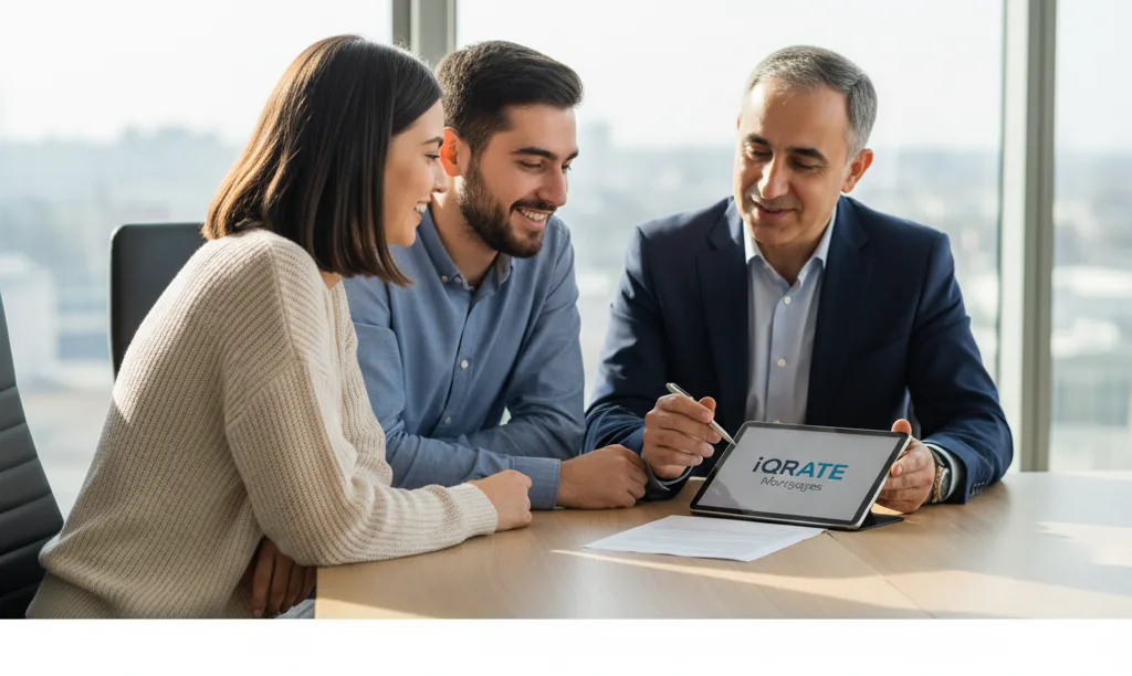 Trusted mortgage advisor helping a happy couple.