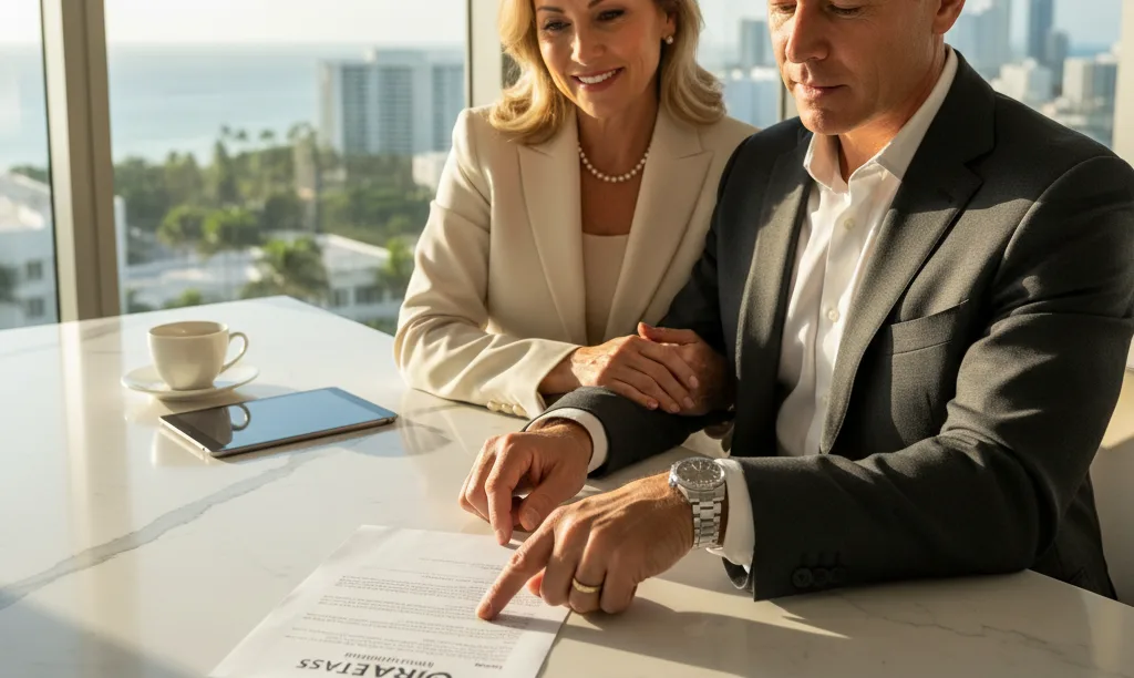 Couple reviewing jumbo loan trust documents from iQRATE.