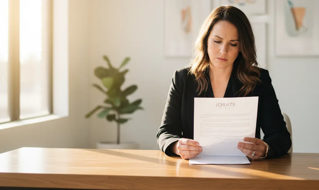 Fort Worth agent reviewing an iQRATE Mortgages pre-approval letter.