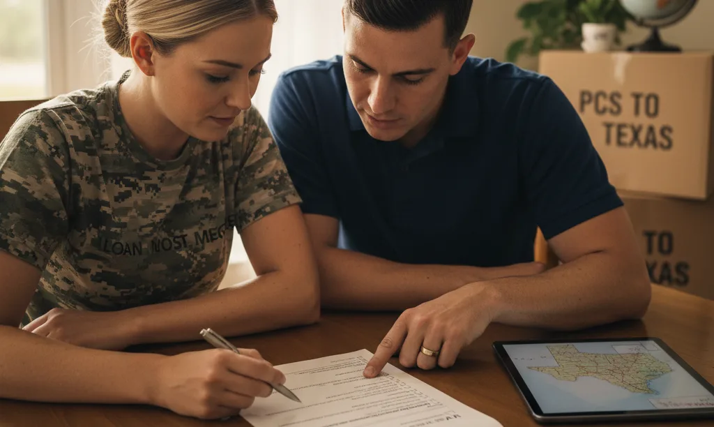 Couple reviewing iQRATE Mortgages VA loan documents.