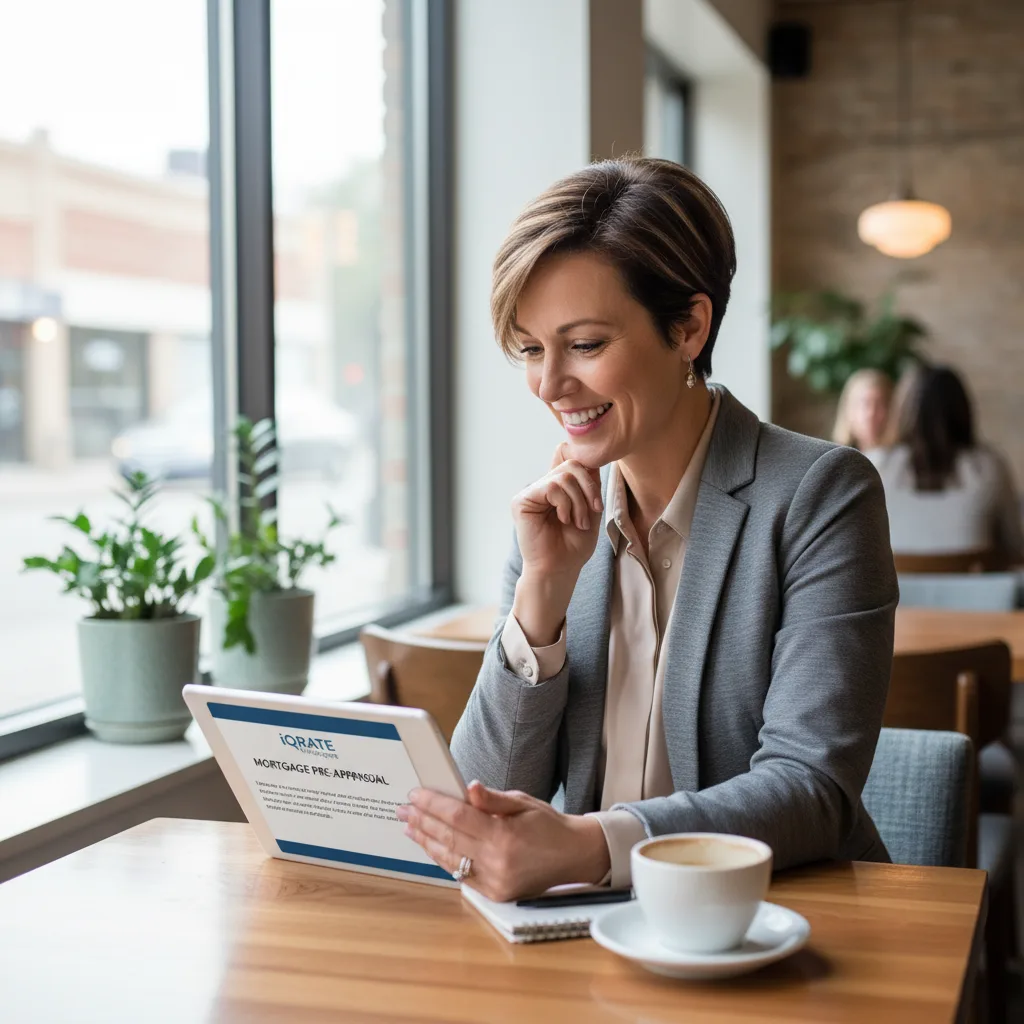 Self-employed individual reviewing financial documents for a mortgage application.