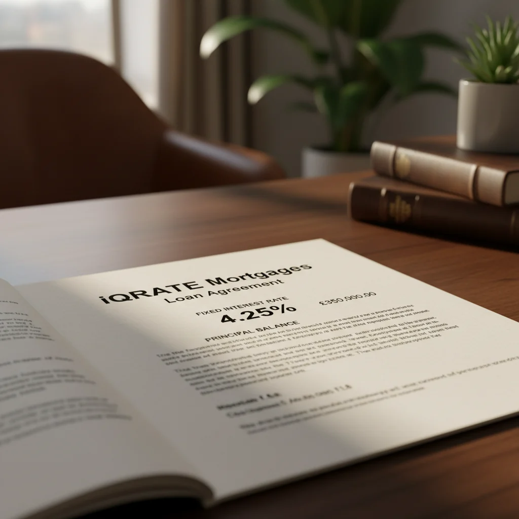 An illustration of a home with financial documents, representing an escrow account.