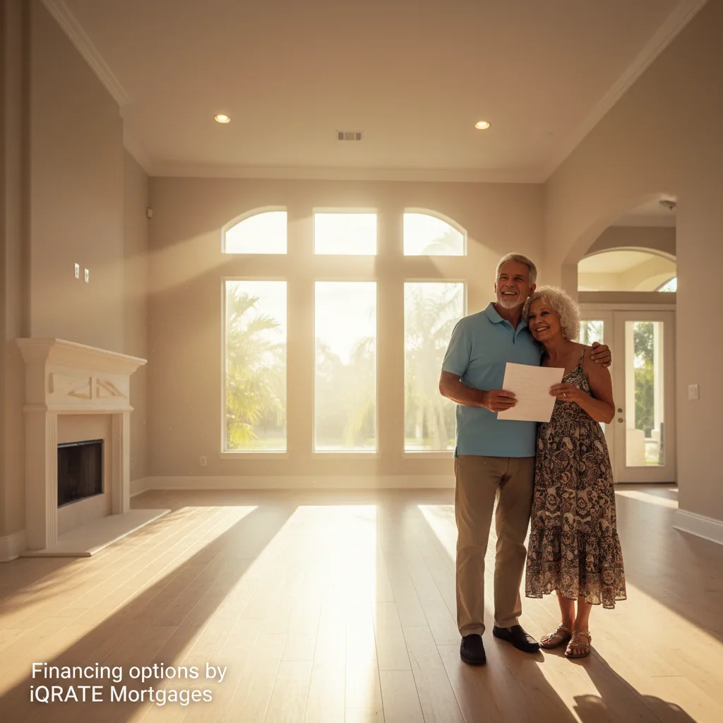 Couple reviewing mortgage documents for their new home