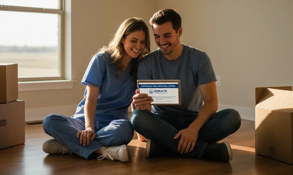 A hopeful couple with moving boxes in Texas.
