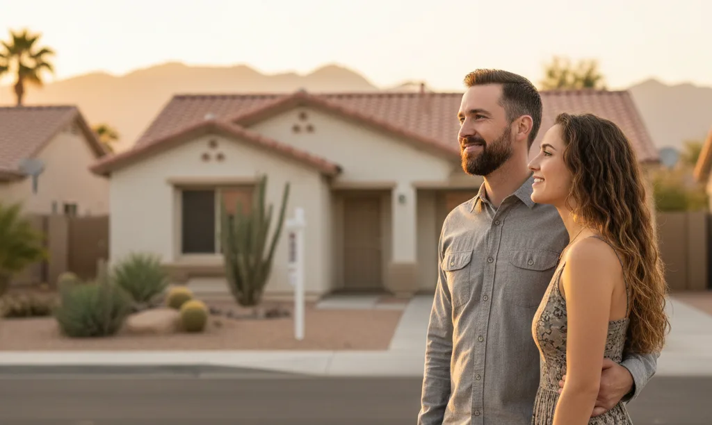 Military veteran and partner viewing a Las Vegas home.