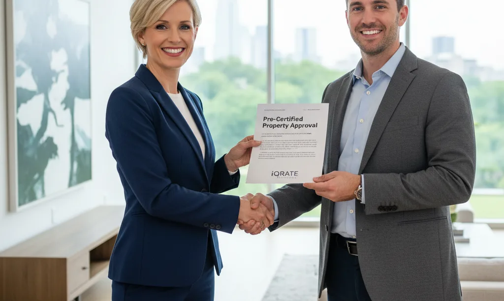 Agent and buyers shaking hands in Dallas home.