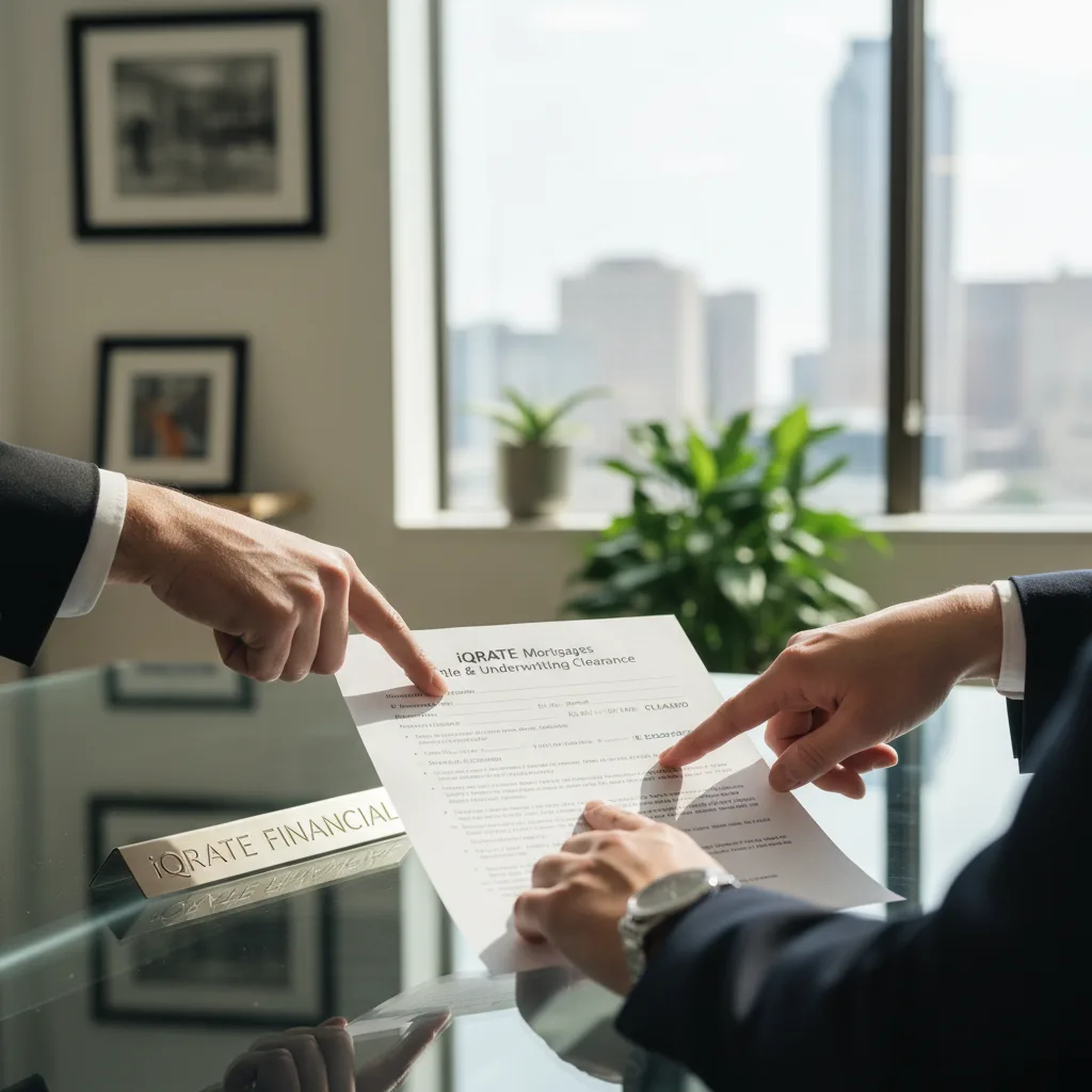 Real estate agent and client reviewing documents for a pre-certified property.