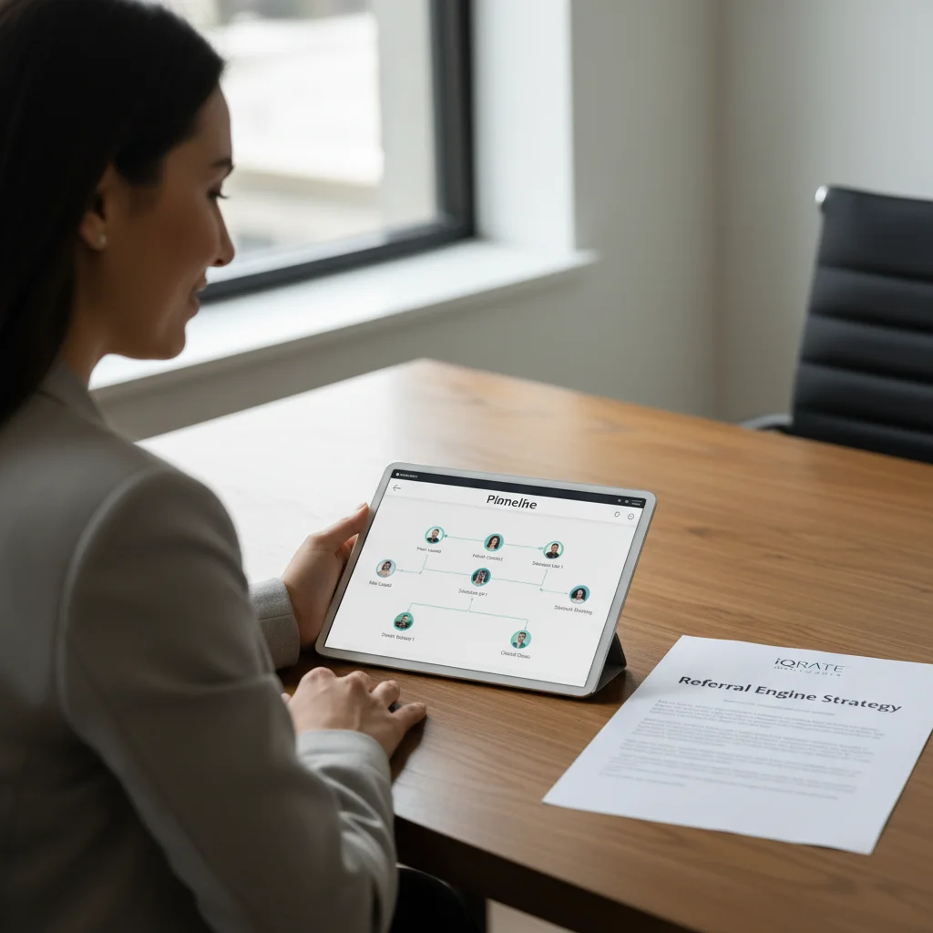 Real estate agent discussing options with happy clients.