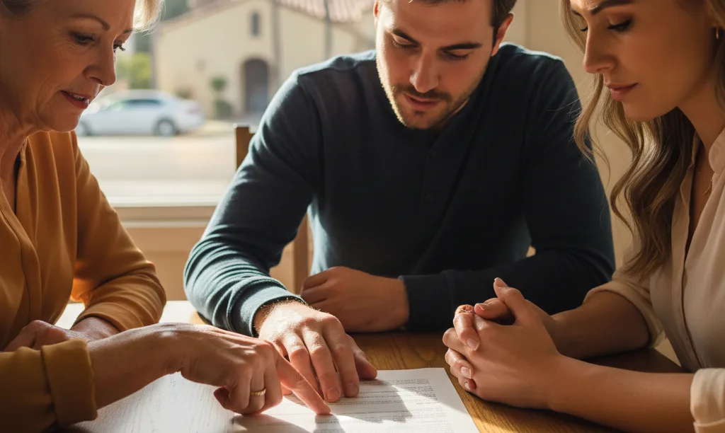 Family discussing San Diego mortgage options together.