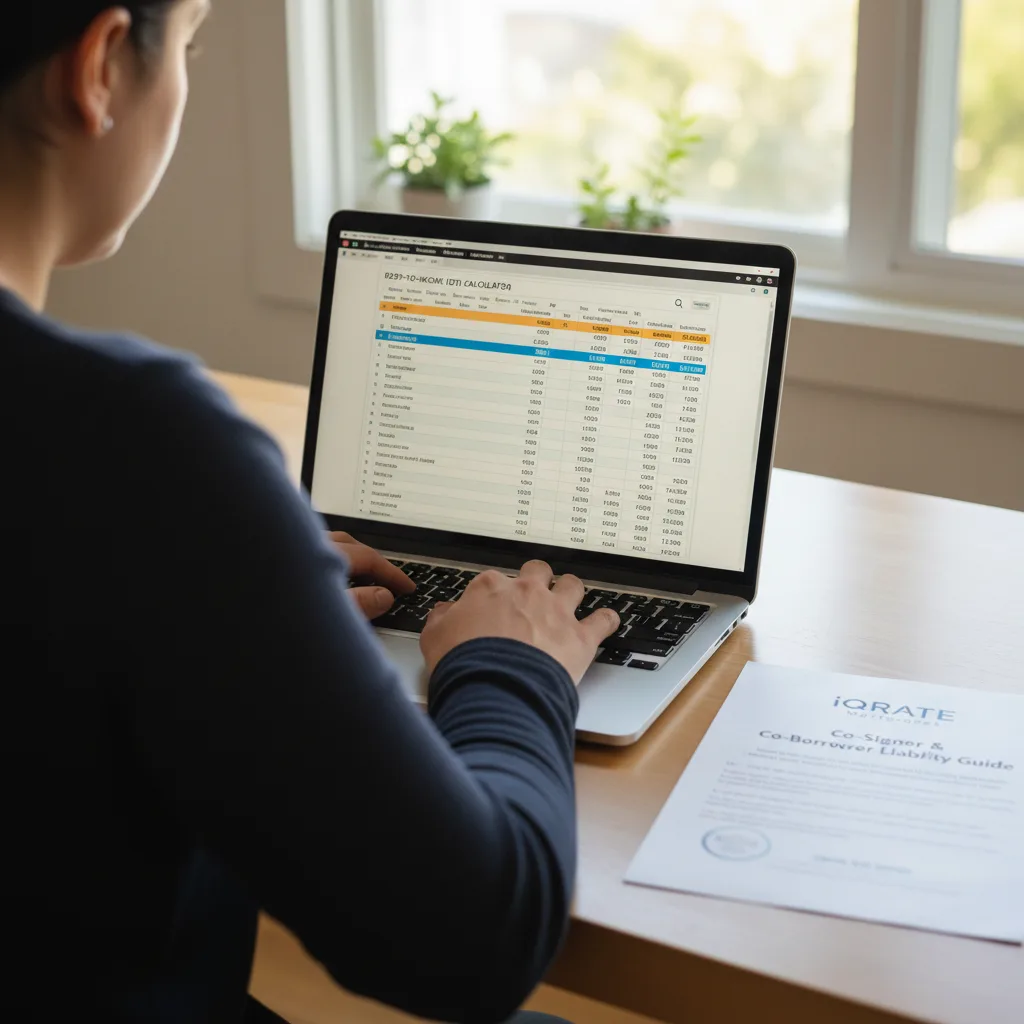 Couple happily signing mortgage documents as co-borrowers.