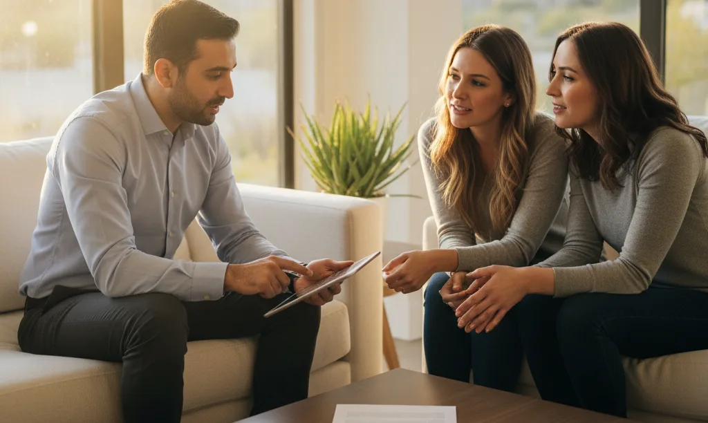 Financial professional reassuring homeowners in Las Vegas.