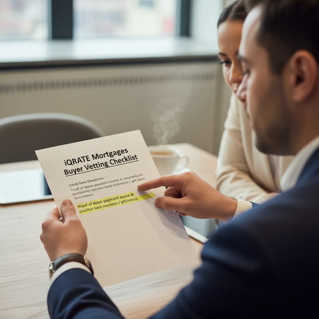 A mortgage expert explaining the underwriting process to a client.