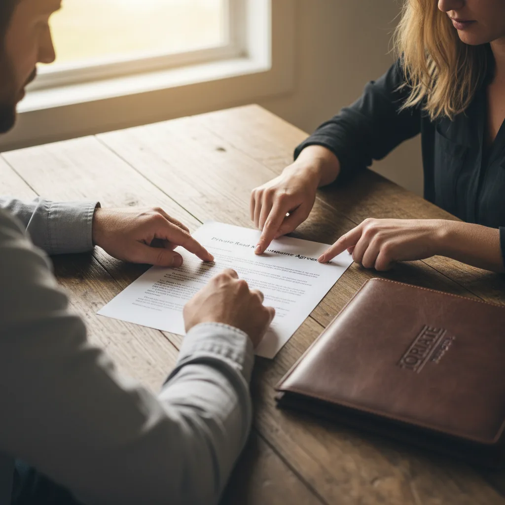 Homebuyer reviewing loan documents to switch from an FHA to a conventional loan.