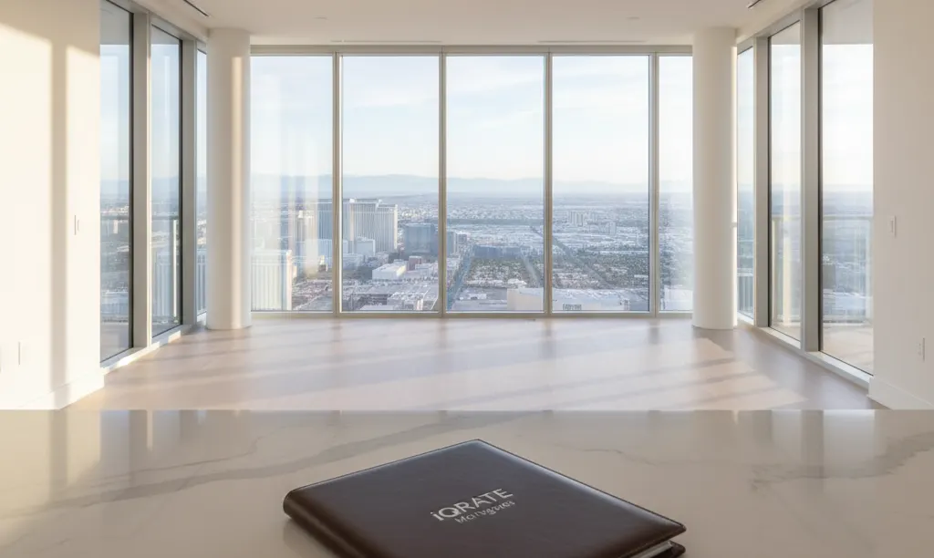Luxury Las Vegas penthouse view with iQRATE Mortgages portfolio.