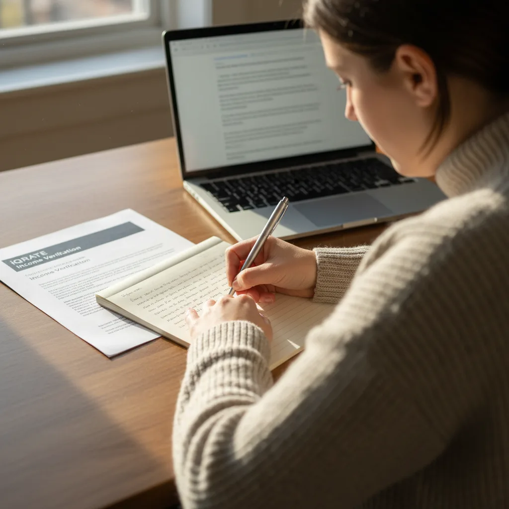 Mortgage application documents organized for review.