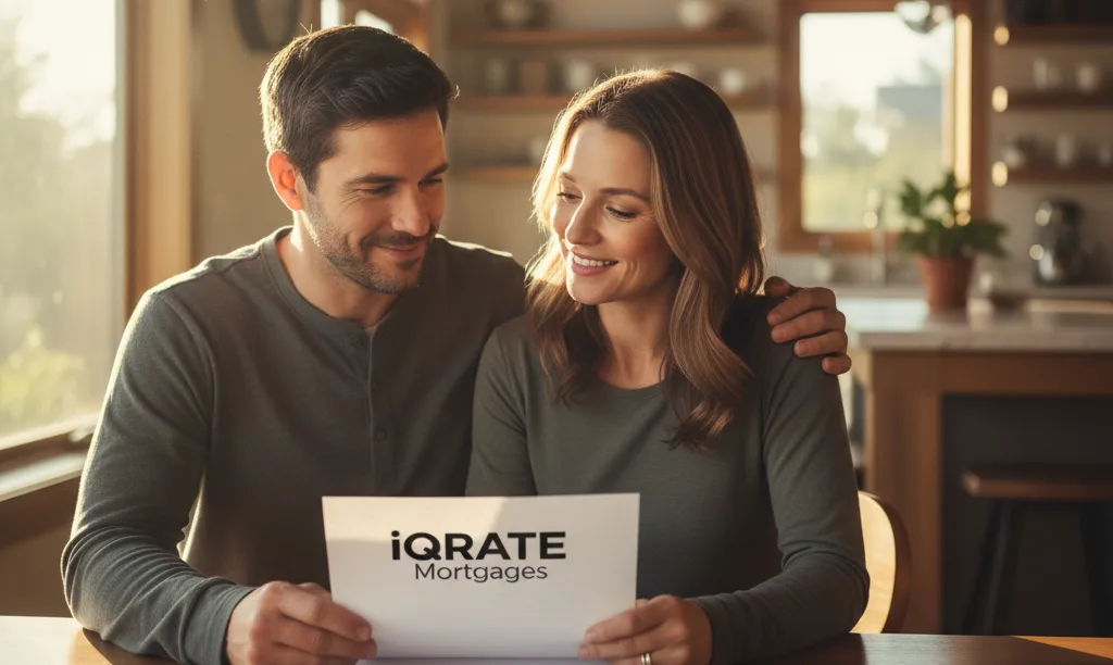 Hopeful couple feeling relieved about their mortgage options.