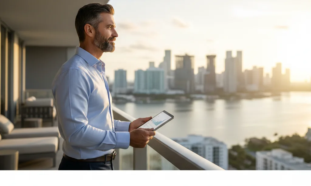 Florida investor planning portfolio expansion at sunrise.