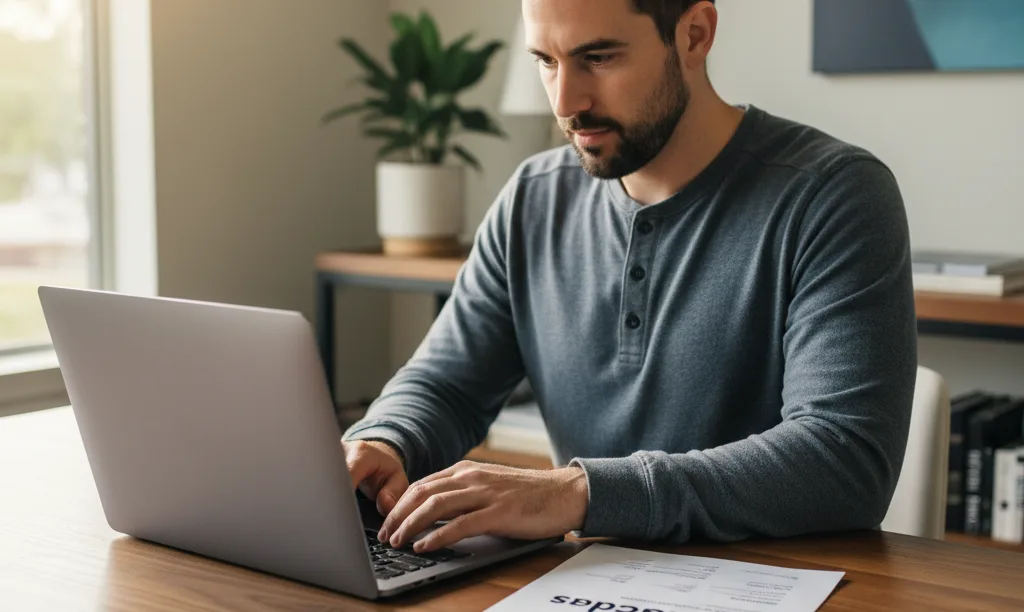Gig worker in Austin planning his mortgage.
