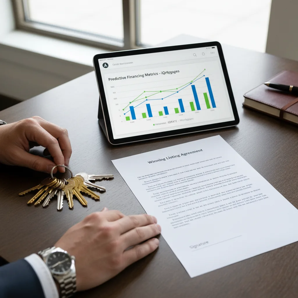 Real estate agent analyzing market data on a tablet