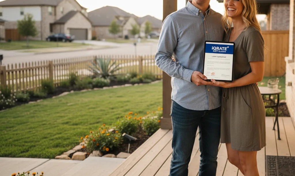 Military couple on new Texas home porch