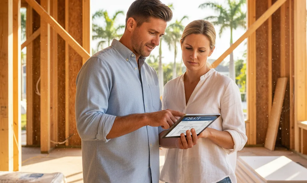 Couple discussing new build risks in Florida.