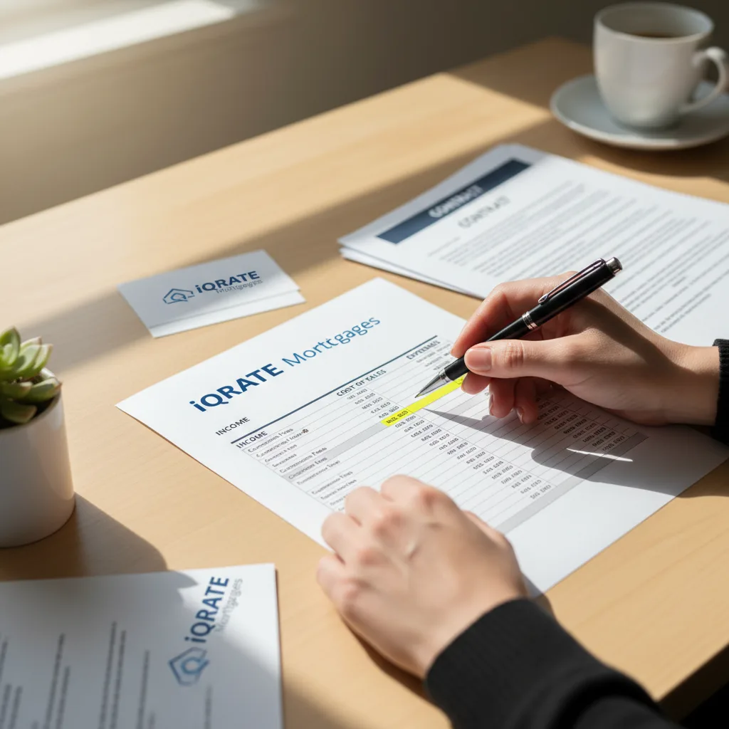 A real estate agent organizing financial documents for a mortgage application