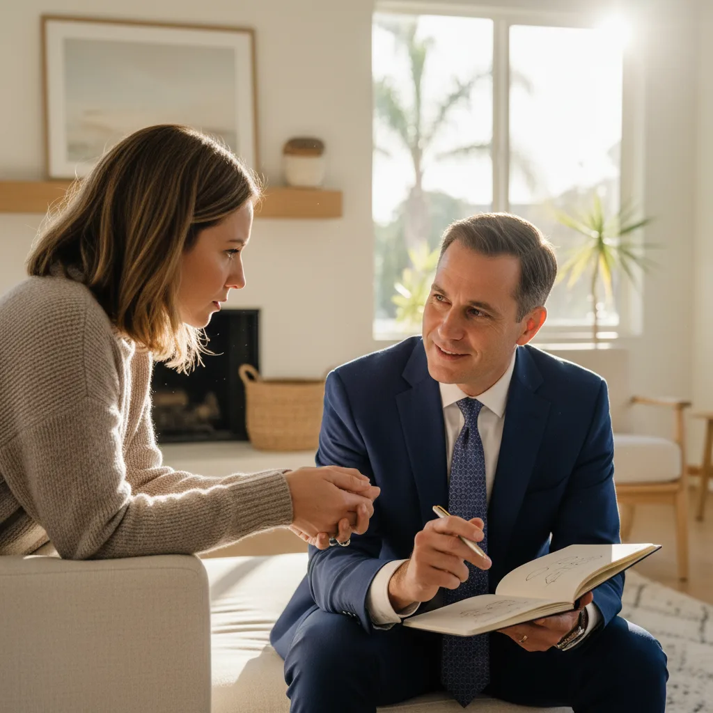 A couple reviewing an appraisal report with a real estate agent.