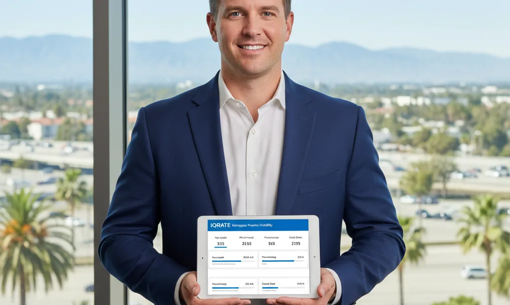 Real estate team lead with iQRATE Mortgages dashboard.