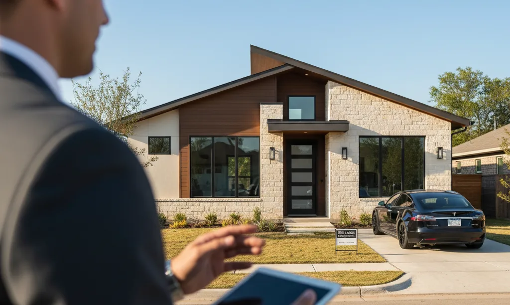 Anonymous investor viewing a modern Texas rental property.