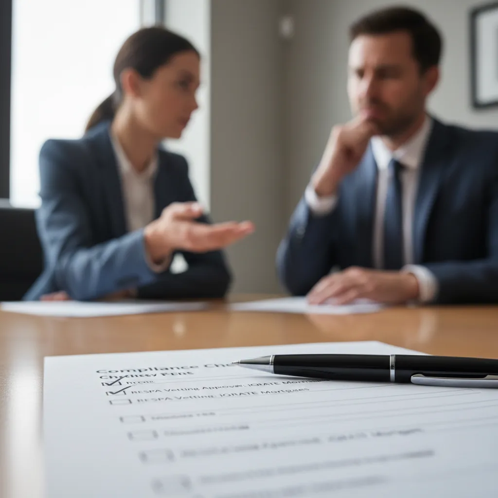 A magnifying glass over a legal document, symbolizing RESPA compliance investigation.