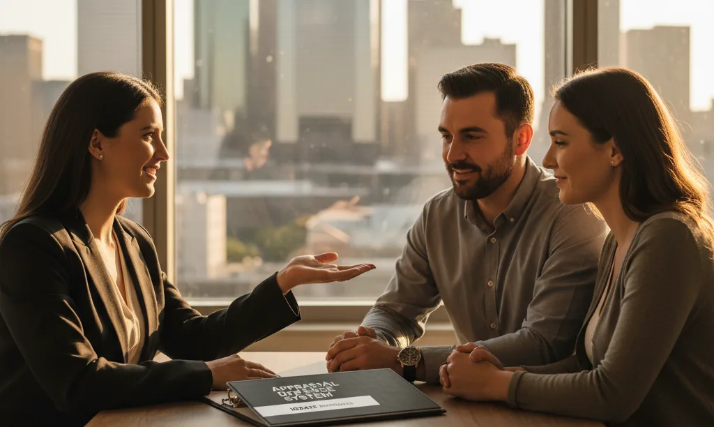 Confident Houston agent presenting an iQRATE Mortgages plan.