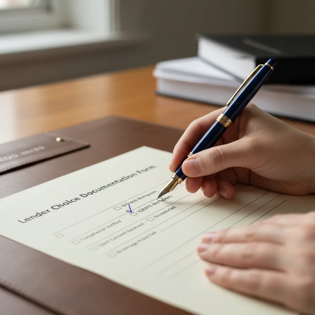 Legal documents and a gavel representing lender compliance and brokerage protection.