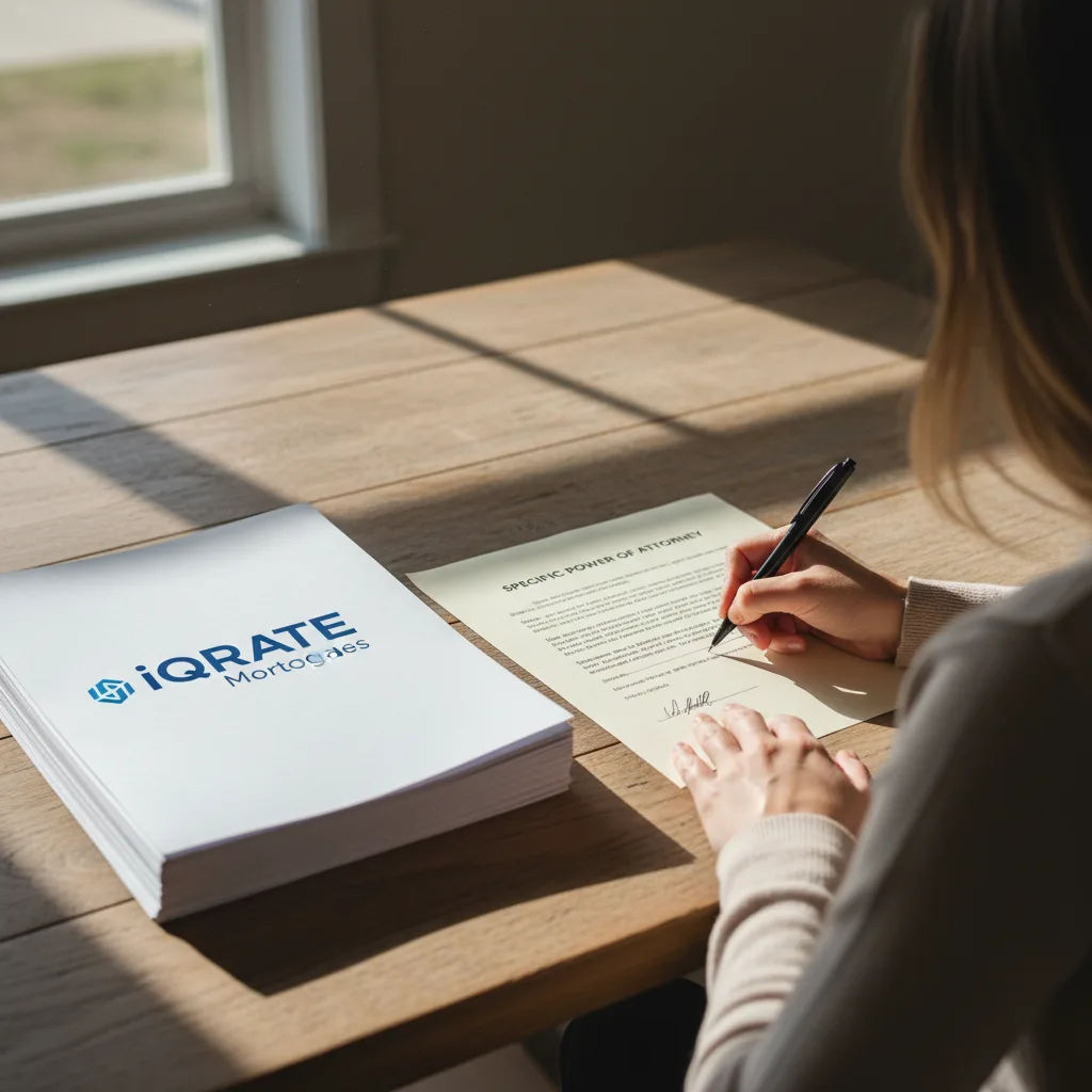 Spouse signing VA loan documents with a Power of Attorney.