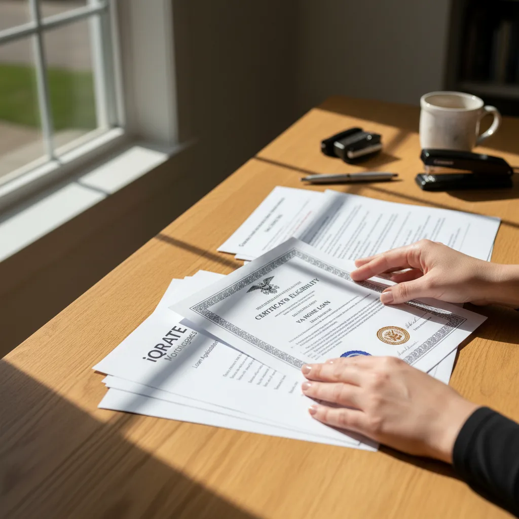 National Guard member reviewing income statements for a mortgage application.