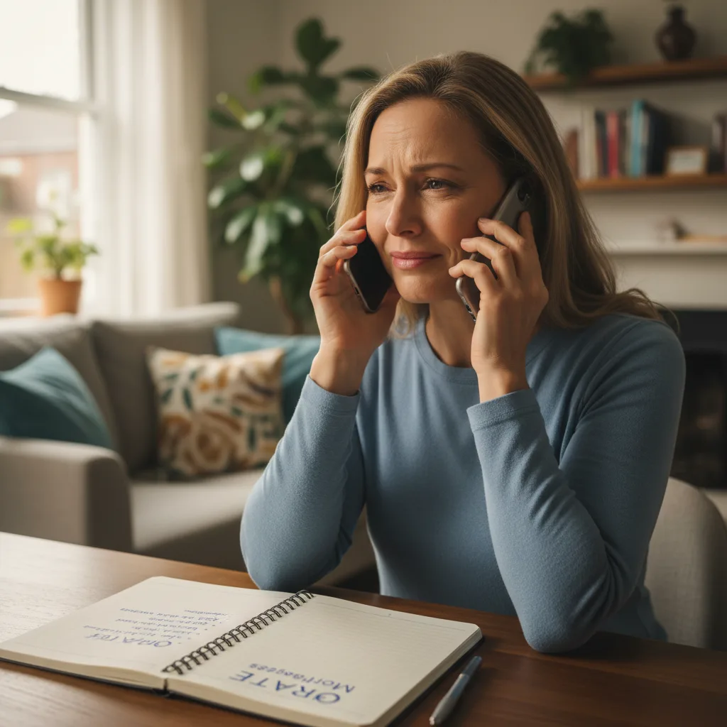 Person reviewing a credit report with concern