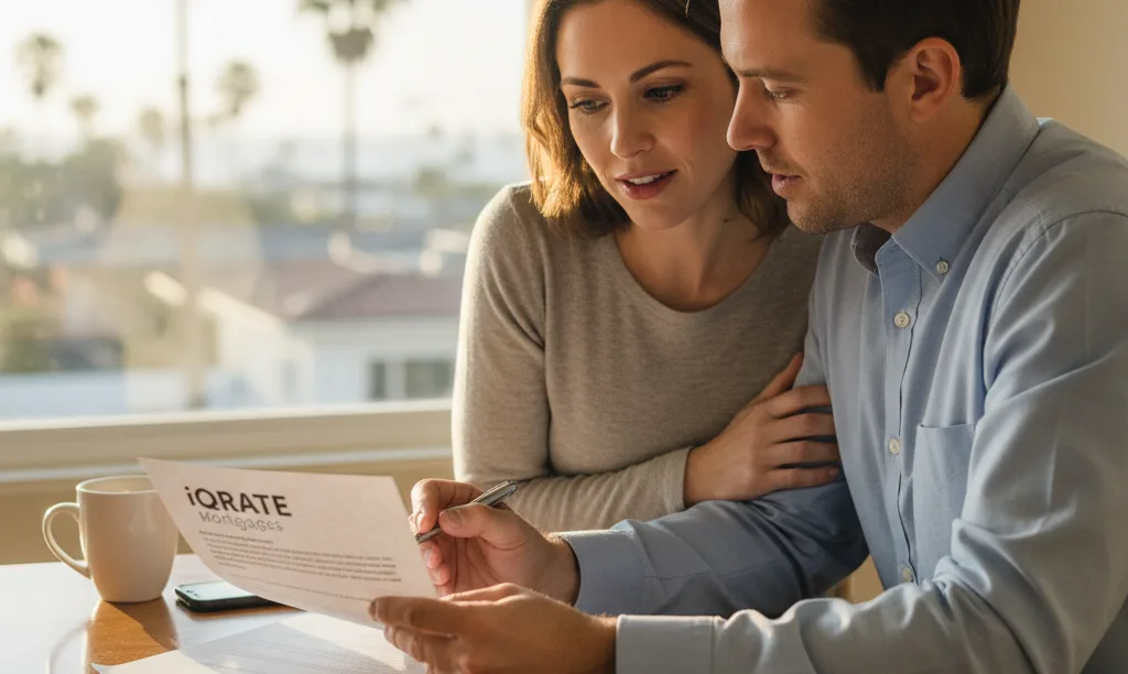 A couple thoughtfully plans their home loan.