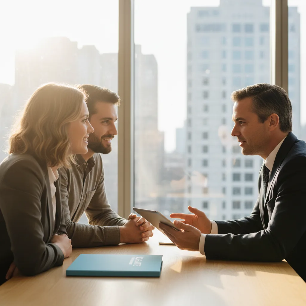 A couple reviewing their mortgage options for a home in San Diego.