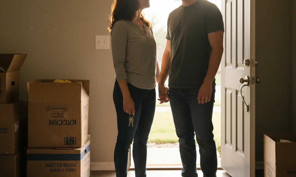 Couple celebrating in their new Dallas home.
