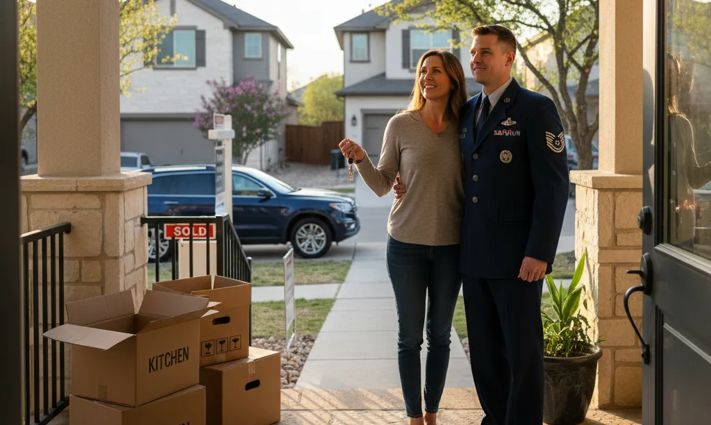 Military couple at their new Texas home.