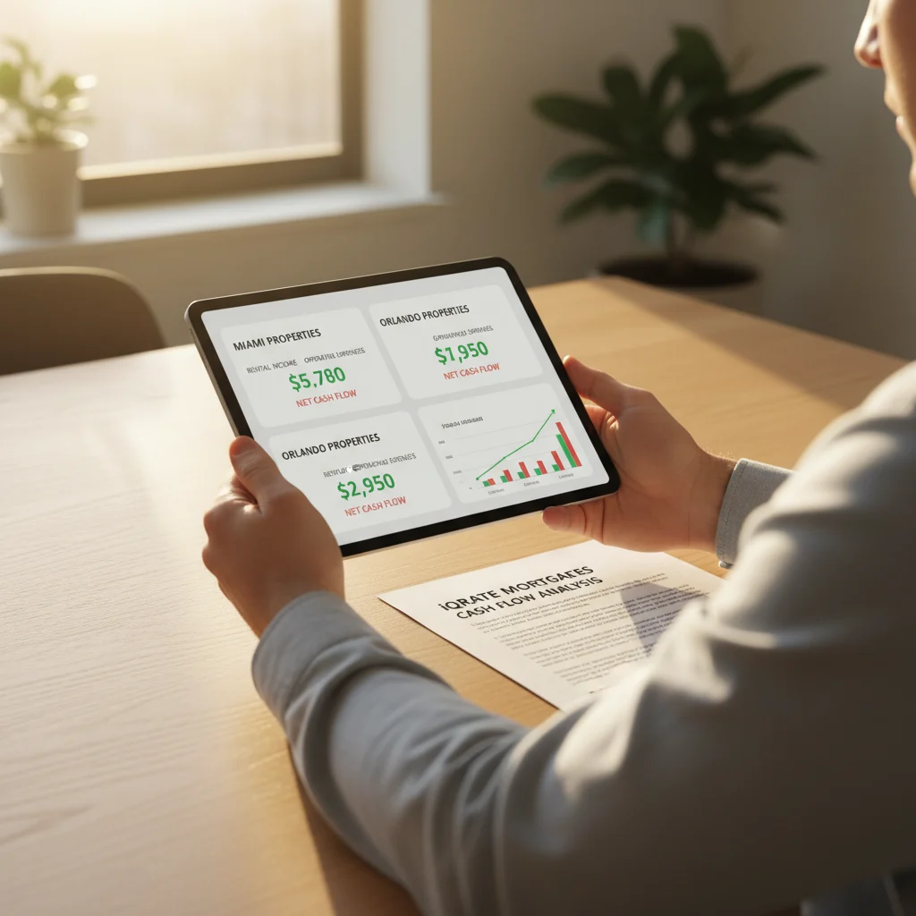 Real estate investor reviewing documents for a DSCR portfolio loan.