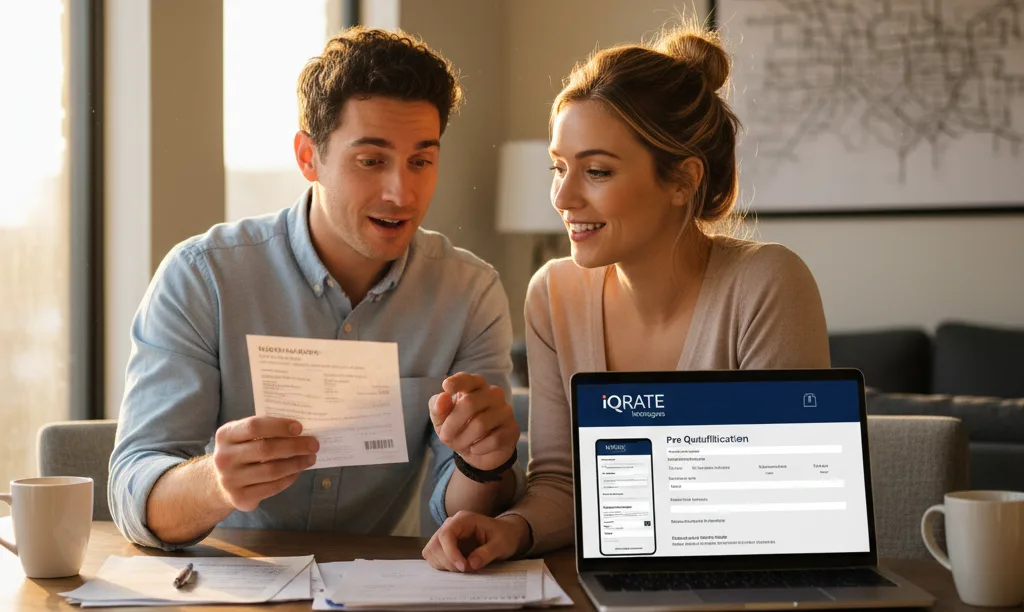 Hopeful couple reviewing mortgage options in Houston.