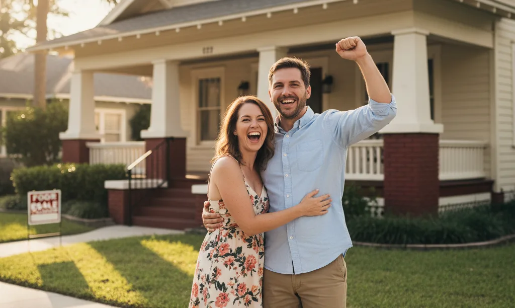 Couple relieved after successful Florida FHA appraisal.