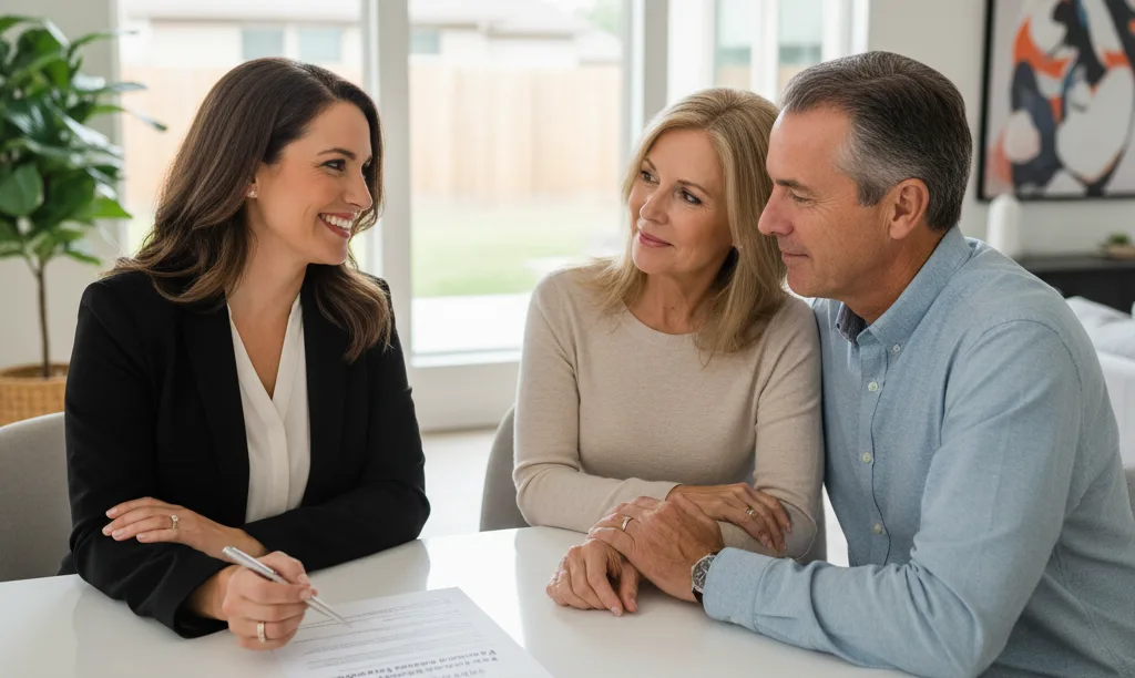 Agent showing iQRATE Mortgages report to homeowners.