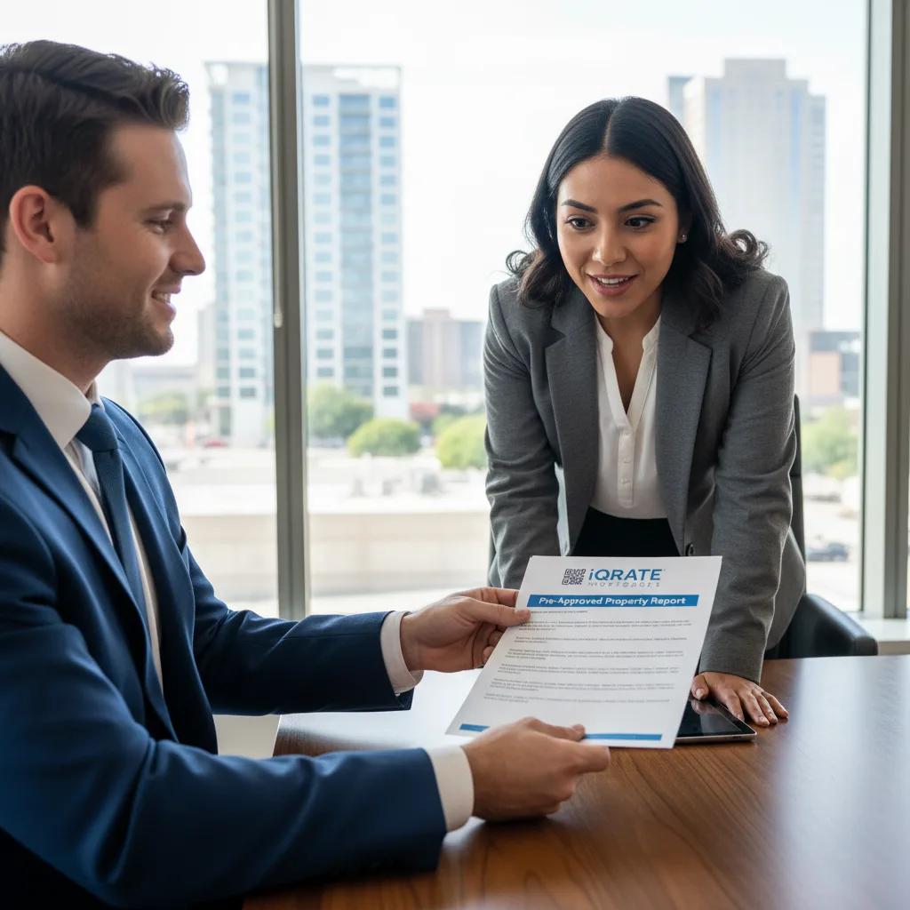 A real estate agent discussing pre-approval with clients